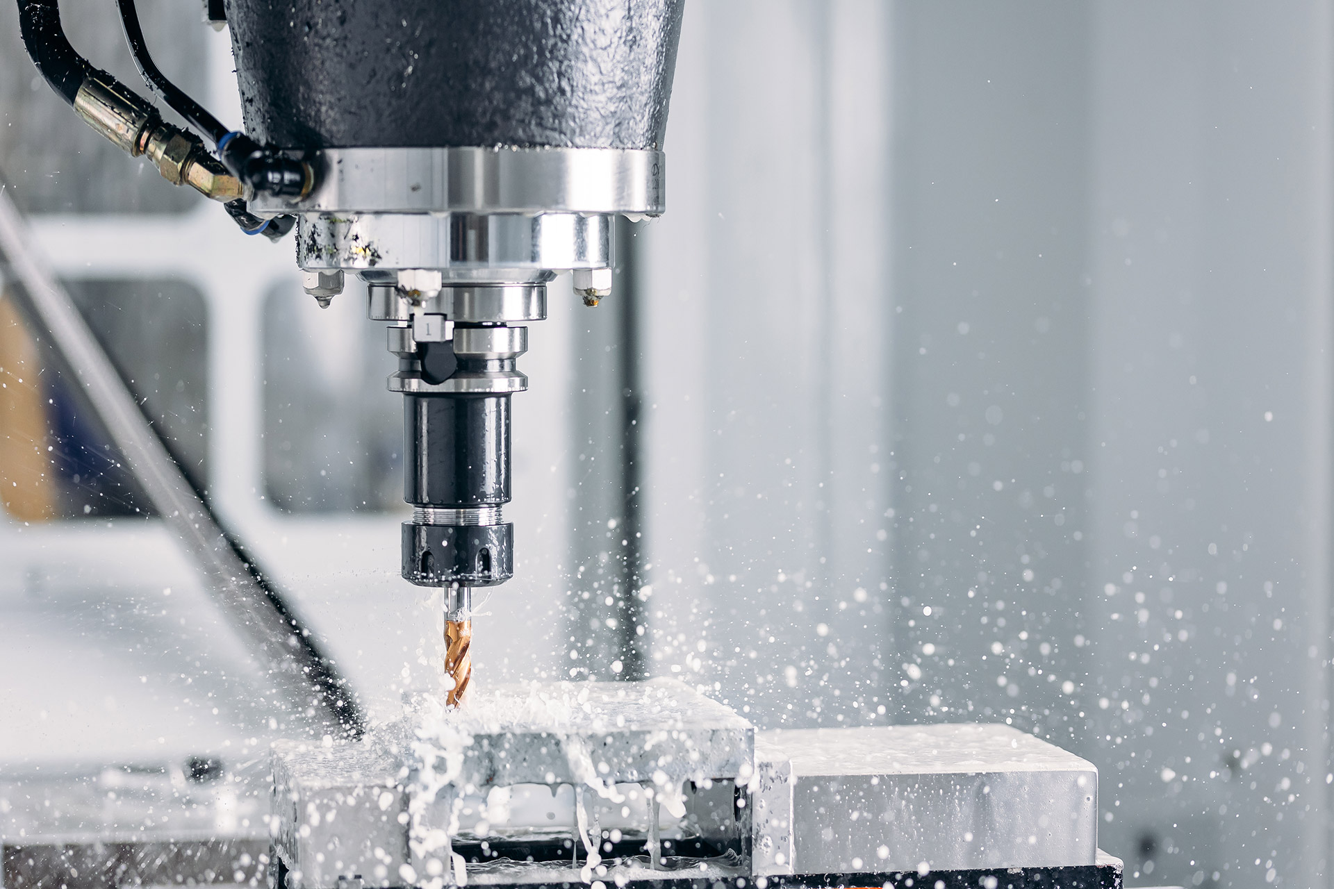 milling using a machine iron tool with splash water.